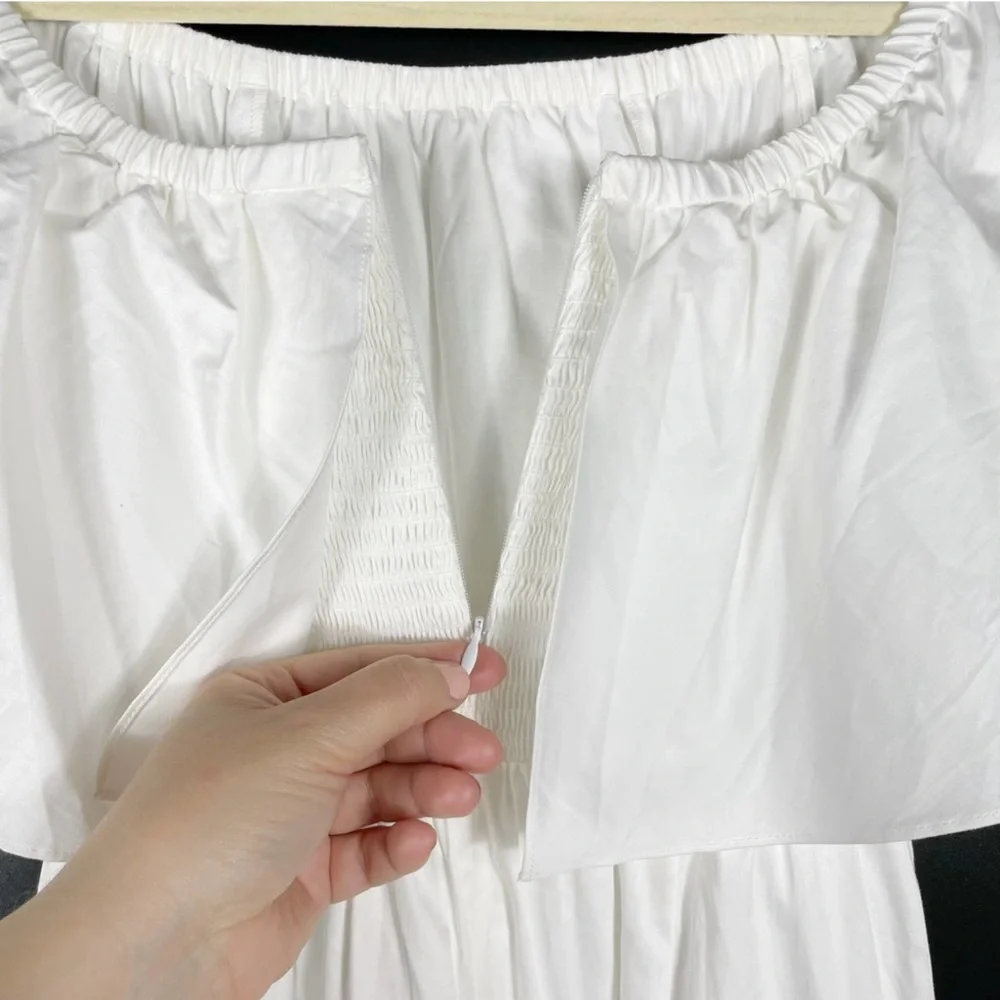 Reformation White Off-Shoulder Midi Dress - Picture 7 of 8